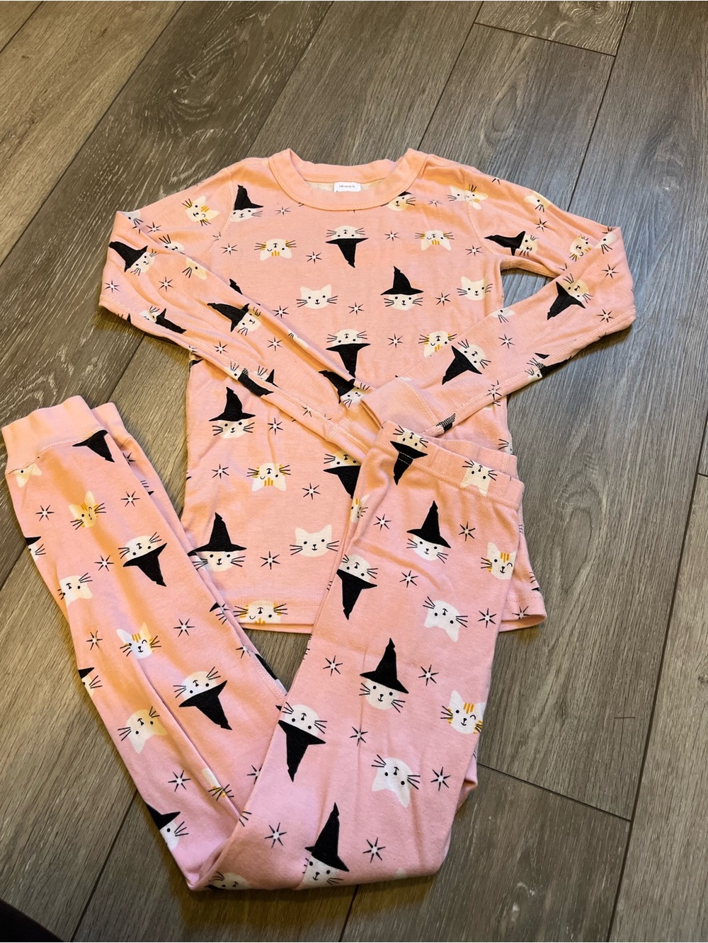 Hanna Andersson Girls Halloween Witch Cat PJs Long Johns Size 10 Organic Cotton